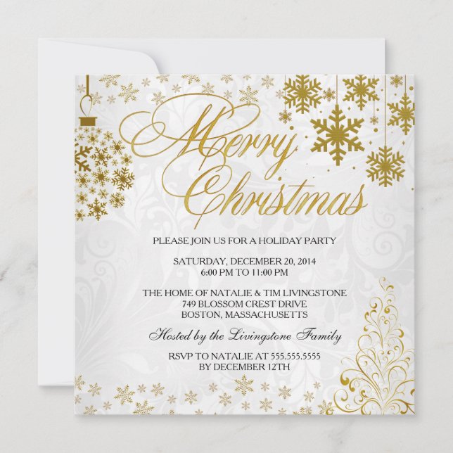 Invitation Carton d'invitation de Noël Fête Joyeux Noël Floco (Devant)