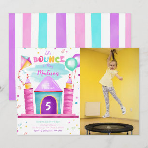 Invitation Carton d'invitation de photo d'anniversaire rebond