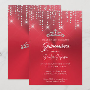 Invitation Carton d'invitation de Quinceanera à paillettes ro