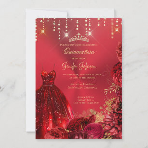 Invitation Carton d'invitation de Quinceanera à paillettes ro