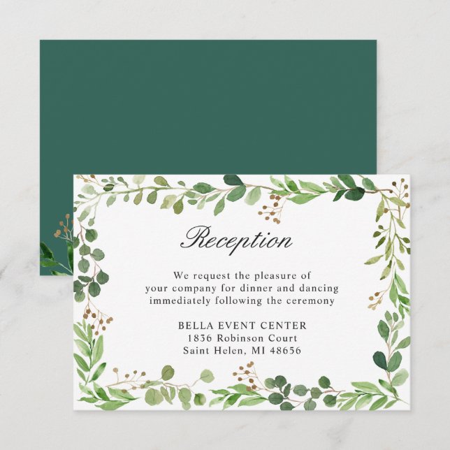 Invitation Carton d'invitation de réception de mariage à la v (Devant / Derrière)