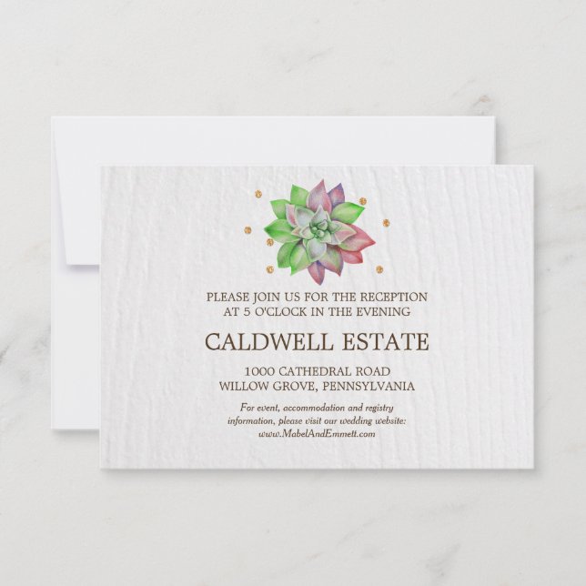 Invitation Carton d'invitation de réception de mariage aux fl (Devant)