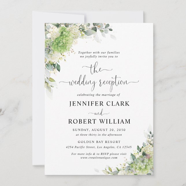 Invitation Carton d'invitation de réception de mariage aux hy (Devant)