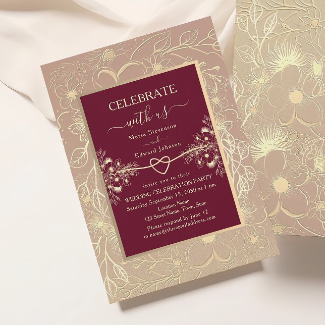Invitation Carton d'invitation de réception de mariage bordea (Créateur téléchargé)