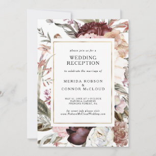 Invitation Carton d'invitation de réception de mariage floral