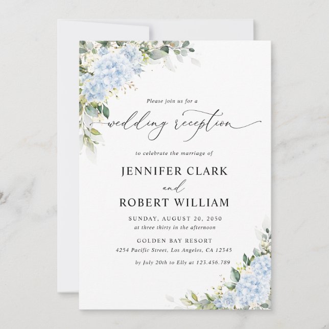 Invitation Carton d'invitation de réception de mariage floral (Devant)
