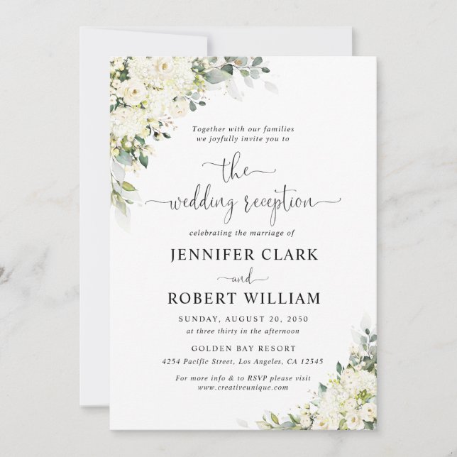 Invitation Carton d'invitation de réception de mariage floral (Devant)