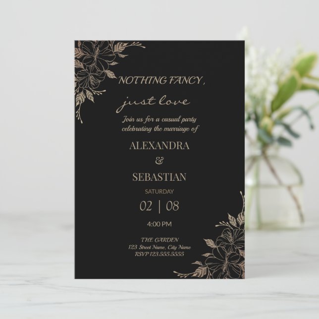 Invitation Carton d'invitation de réception de mariage Lignes (Debout devant)