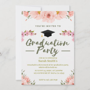 Invitation Carton d'invitation de remise de diplôme floral ro