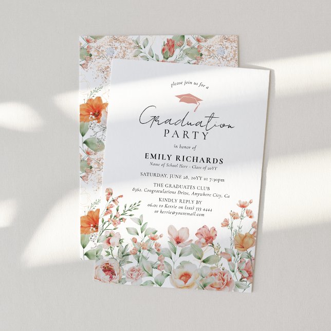 Invitation Carton d'invitation de remise de diplômes floral p (Créateur téléchargé)