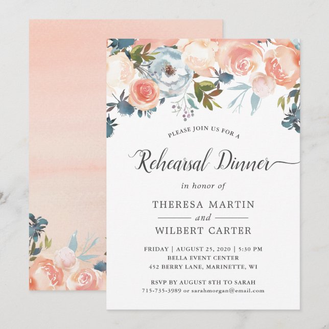 Invitation Carton d'invitation de répétition de dîner Rustiqu (Devant / Derrière)