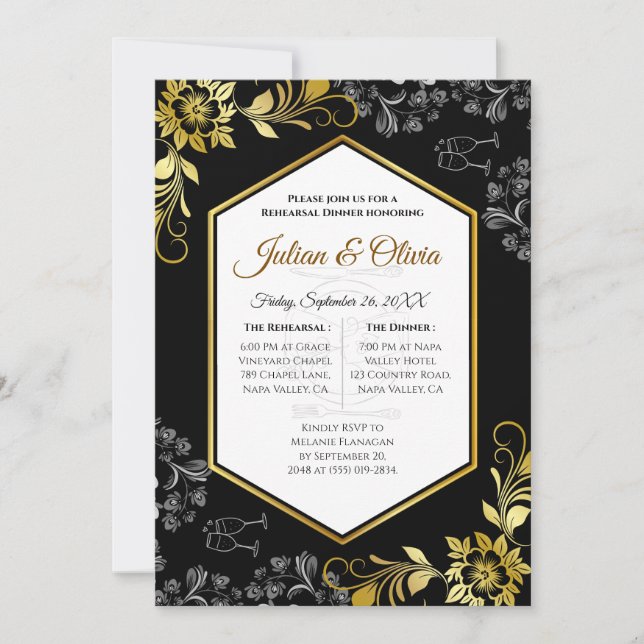 Invitation Carton d'invitation de répétition de mariage gothi (Devant)