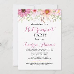 Invitation Carton d'invitation de retraite à motif floral ros