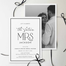 Carton d'invitation de shower de mariage en noir e
