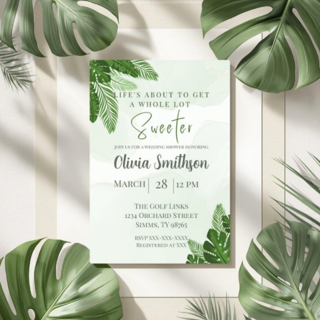 Invitation Carton d'invitation de shower de mariage Monstera  (Créateur téléchargé)