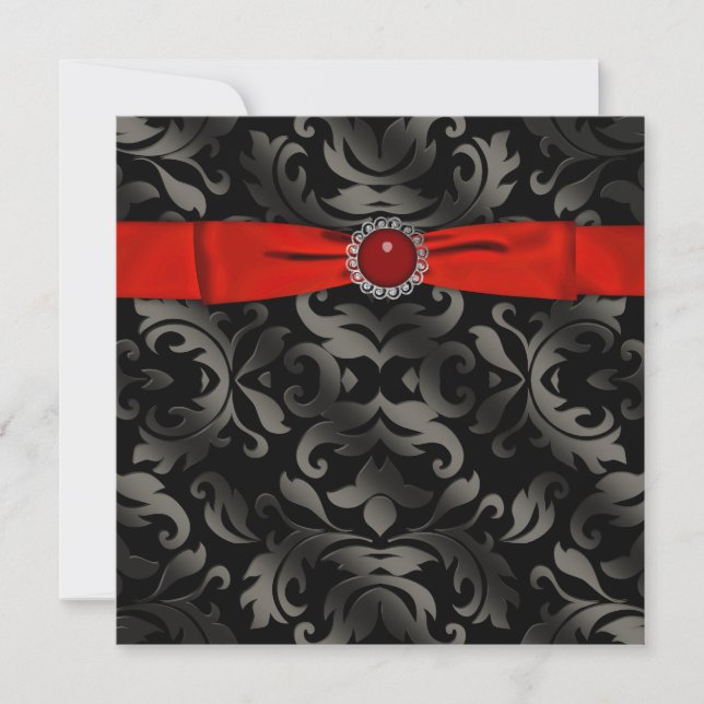 Invitation Carton d'invitation de soirée en noir et rouge, da (Devant)