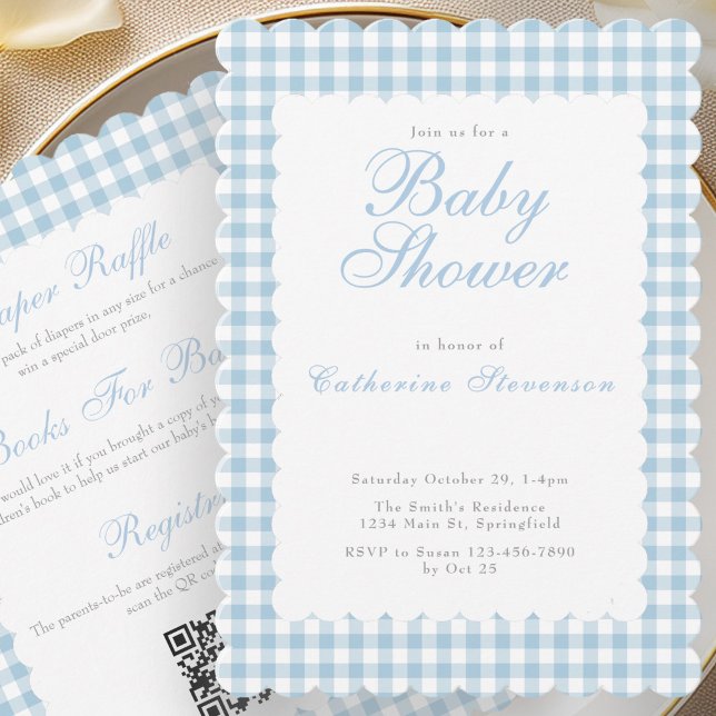 Invitation Carton d'invitation double face bleu poussiéreux p (Créateur téléchargé)