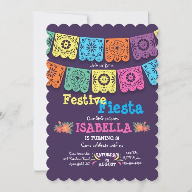 Invitation Carton d'invitation Drapeaux de Fiesta (Devant)
