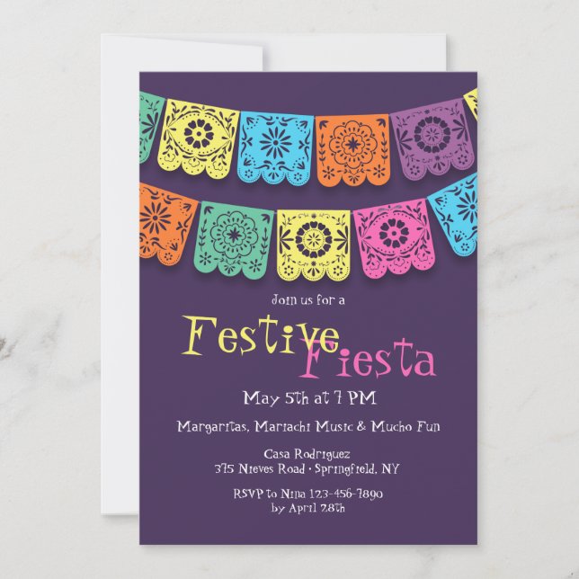 Invitation Carton d'invitation Drapeaux de Fiesta (Devant)