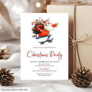 Invitation Carton d'invitation drôle de père Noël à l'aquarel