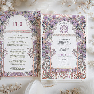 Invitation Carton d'invitation d'union d'amour Art Nouveau au