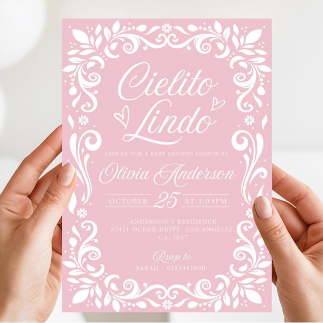 Invitation Carton d'invitation Editable Rose Cielito Lindo, C (Créateur téléchargé)