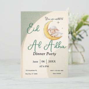 Invitation Carton d'invitation Eid Al Adha mouton vert poussi