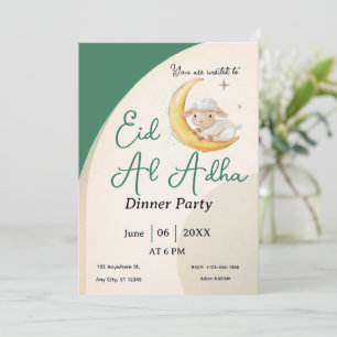 Invitation Carton d'invitation Eid Al Adha mouton vert poussi
