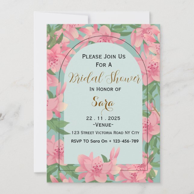 Invitation Carton d'invitation élégant à fleurs pour une douc (Devant)