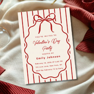 Invitation Carton d'invitation élégant à ruban rouge pour une