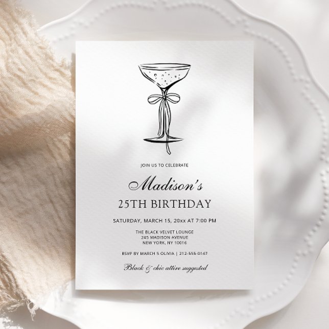 Invitation Carton d'invitation élégant avec coupe de champagn (Créateur téléchargé)