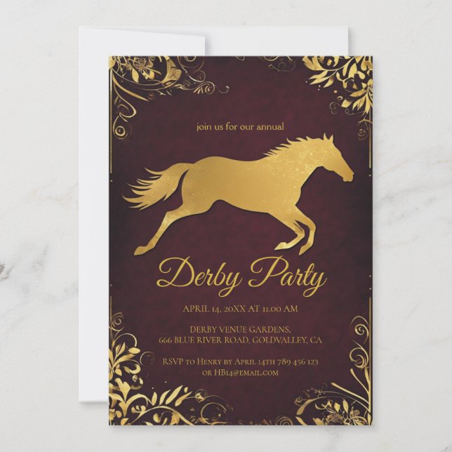 Invitation Carton d'invitation élégant avec feuille d'or pour (Devant)