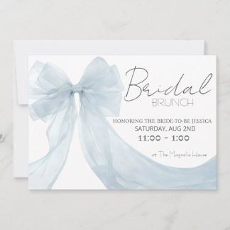 Invitation Carton d'invitation élégant avec un nœud bleu pour