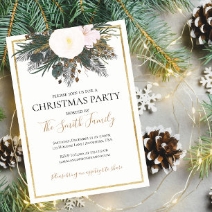 Invitation Carton d'invitation élégant de fête de Noël en pin