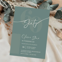 Carton d'invitation élégant gris sauge pour 60e an