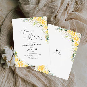 Invitation Carton d'invitation élégant jaune à motif floral p