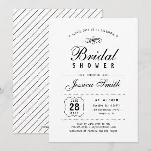 Invitation Carton d'invitation élégant noir et blanc pour une