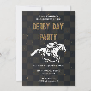 Invitation Carton d'invitation élégant noir et or pour la fêt