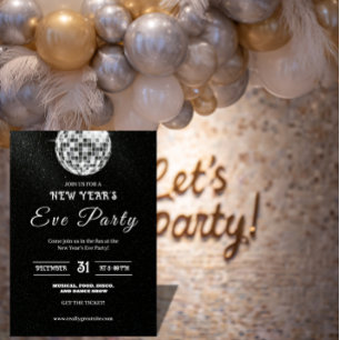 Invitation Carton d'invitation élégant pour le Nouvel An avec