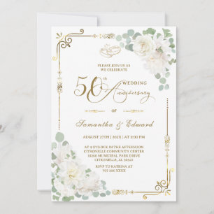 Invitation Carton d'invitation élégant pour les 50 ans de mar