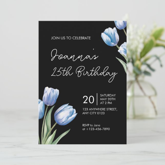 Invitation Carton d'invitation élégant pour un anniversaire a (Debout devant)