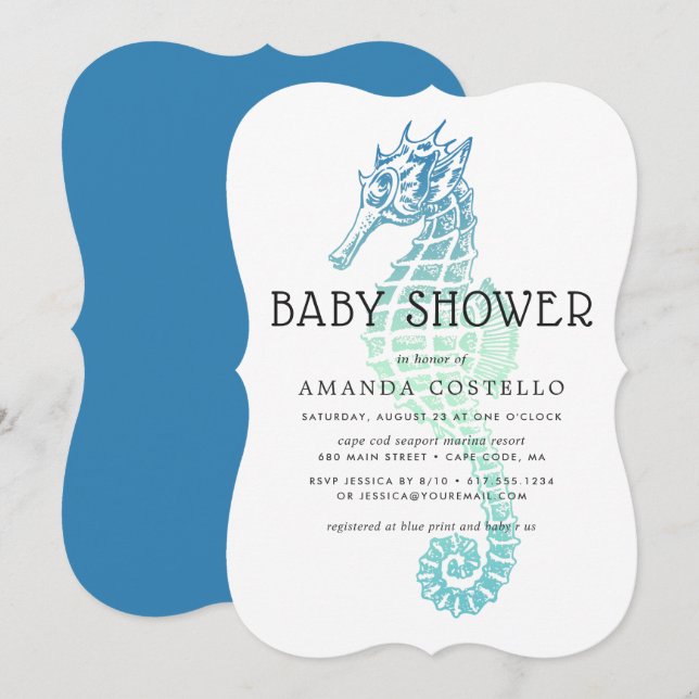 Invitation Carton d'invitation élégant pour une baby shower s (Devant / Derrière)