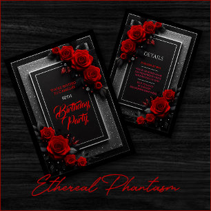 Invitation Carton d'invitation élégant roses rouges pour un a