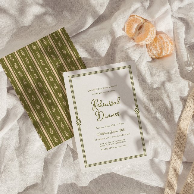 Invitation Carton d'invitation élégant vert olive pour dîner  (Créateur téléchargé)