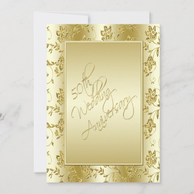 Invitation Carton d'invitation FAUX Strass doré II pour 50e a (Devant)