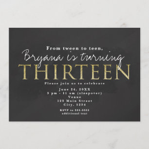 Invitation Carton d'invitation fêter 13 ans Dark Grey & Gold 