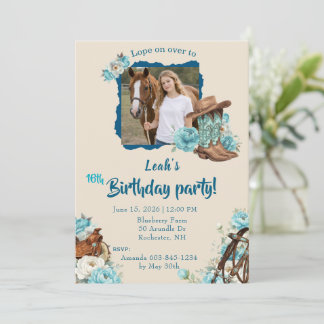 Invitation Carton d'invitation Fleur Western Cheval pour un a