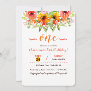 Invitation Carton d'invitation Fleurs à l'aquarelle Deux