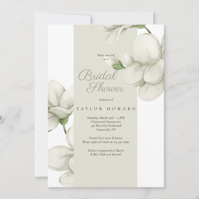 Invitation Carton d'invitation Fleurs Écru pour la Mariée (Devant)