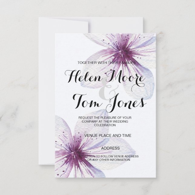 Invitation carton d'invitation floral aquarelle (Devant)